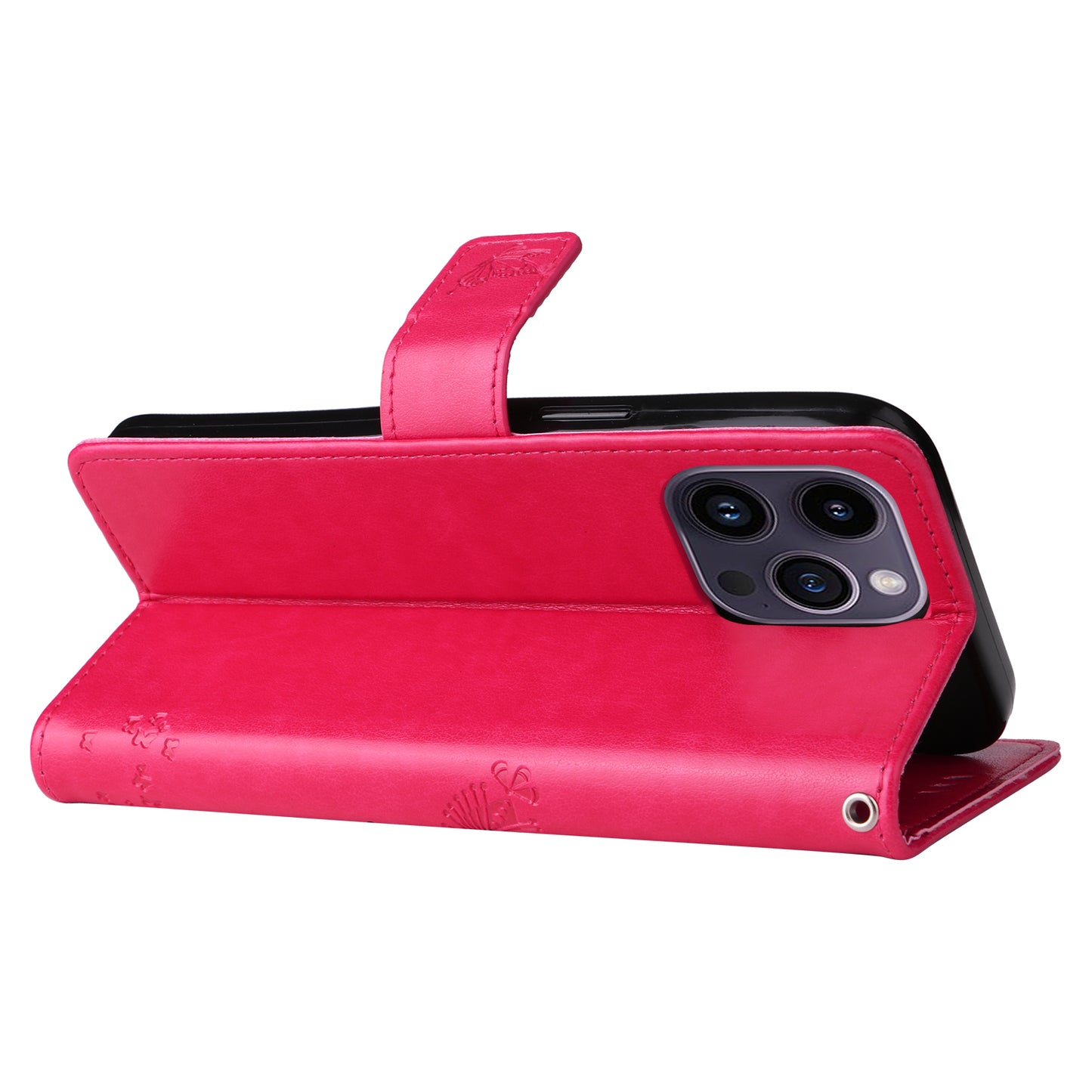 For iPhone 15 Pro Max KT Imprinting Flower Series-3 Phone Case PU Leather Flip Stand Imprinted Wallet Cover