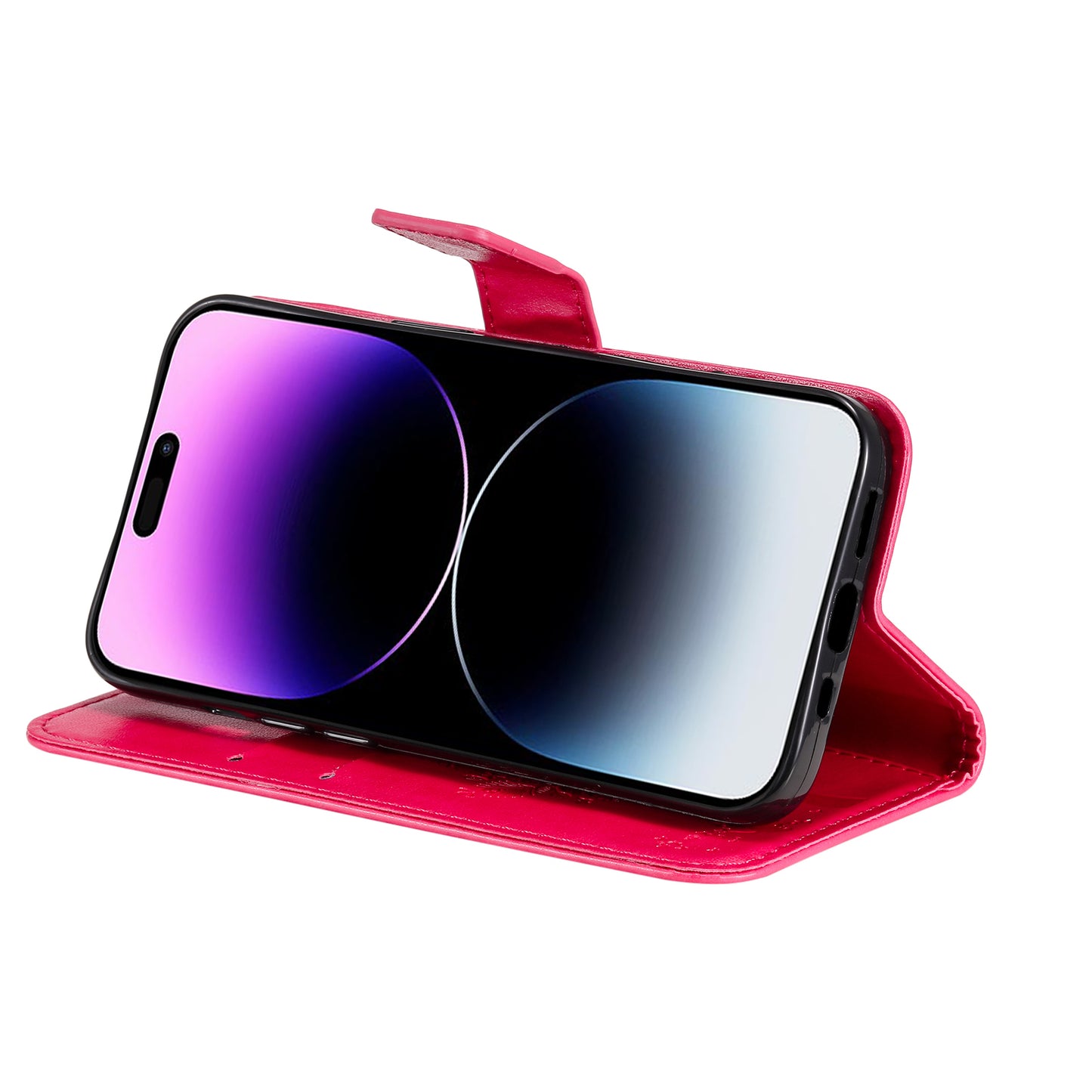 For iPhone 15 Pro Max KT Imprinting Flower Series-3 Phone Case PU Leather Flip Stand Imprinted Wallet Cover