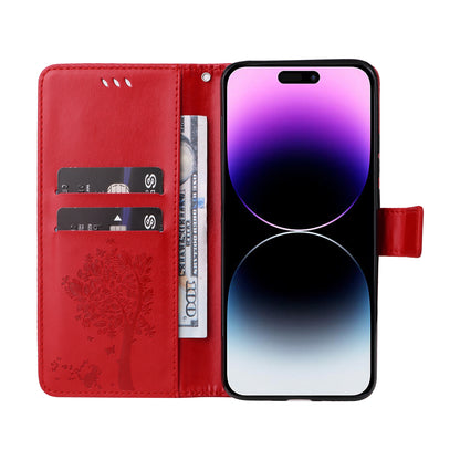 For iPhone 15 Pro Max KT Imprinting Flower Series-3 Phone Case PU Leather Flip Stand Imprinted Wallet Cover