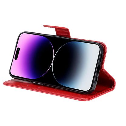 For iPhone 15 Pro Max KT Imprinting Flower Series-3 Phone Case PU Leather Flip Stand Imprinted Wallet Cover