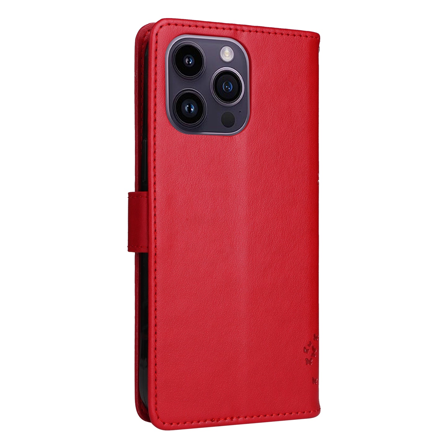 For iPhone 15 Pro Max KT Imprinting Flower Series-3 Phone Case PU Leather Flip Stand Imprinted Wallet Cover