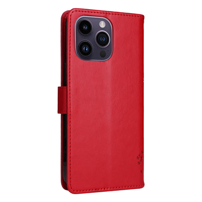 For iPhone 15 Pro Max KT Imprinting Flower Series-3 Phone Case PU Leather Flip Stand Imprinted Wallet Cover