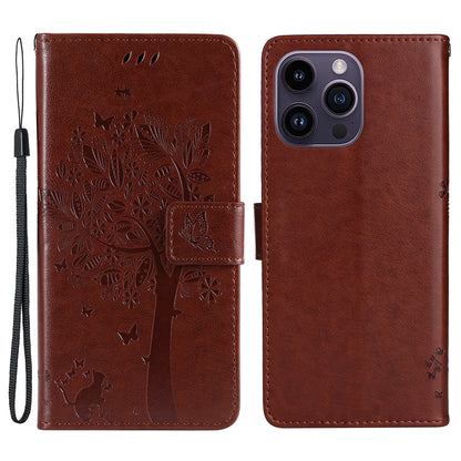 For iPhone 15 Pro Max KT Imprinting Flower Series-3 Phone Case PU Leather Flip Stand Imprinted Wallet Cover