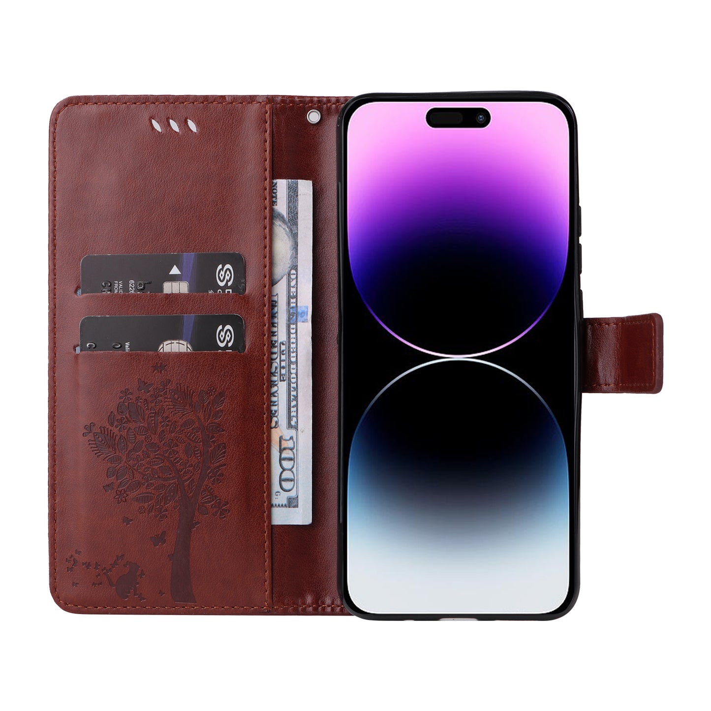 For iPhone 15 Pro Max KT Imprinting Flower Series-3 Phone Case PU Leather Flip Stand Imprinted Wallet Cover