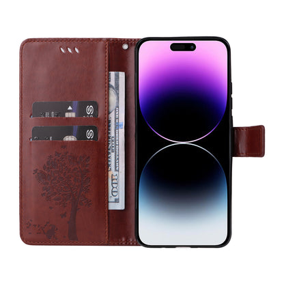 For iPhone 15 Pro Max KT Imprinting Flower Series-3 Phone Case PU Leather Flip Stand Imprinted Wallet Cover