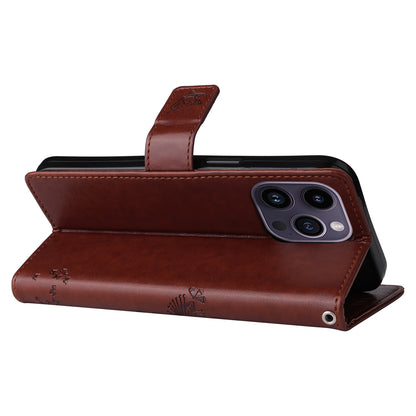 For iPhone 15 Pro Max KT Imprinting Flower Series-3 Phone Case PU Leather Flip Stand Imprinted Wallet Cover