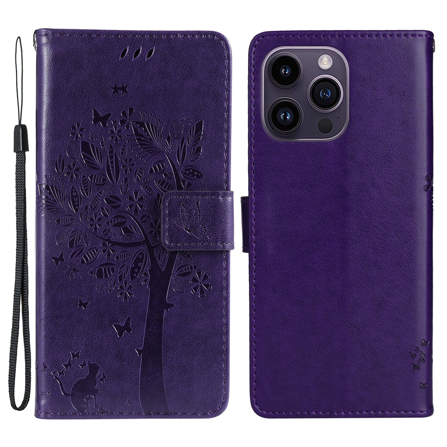 For iPhone 15 Pro Max KT Imprinting Flower Series-3 Phone Case PU Leather Flip Stand Imprinted Wallet Cover