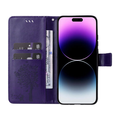 For iPhone 15 Pro Max KT Imprinting Flower Series-3 Phone Case PU Leather Flip Stand Imprinted Wallet Cover