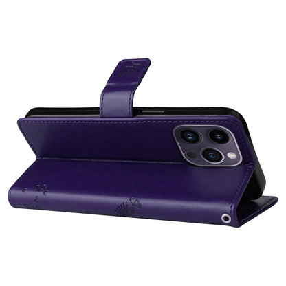 For iPhone 15 Pro Max KT Imprinting Flower Series-3 Phone Case PU Leather Flip Stand Imprinted Wallet Cover