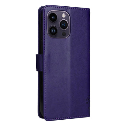 For iPhone 15 Pro Max KT Imprinting Flower Series-3 Phone Case PU Leather Flip Stand Imprinted Wallet Cover