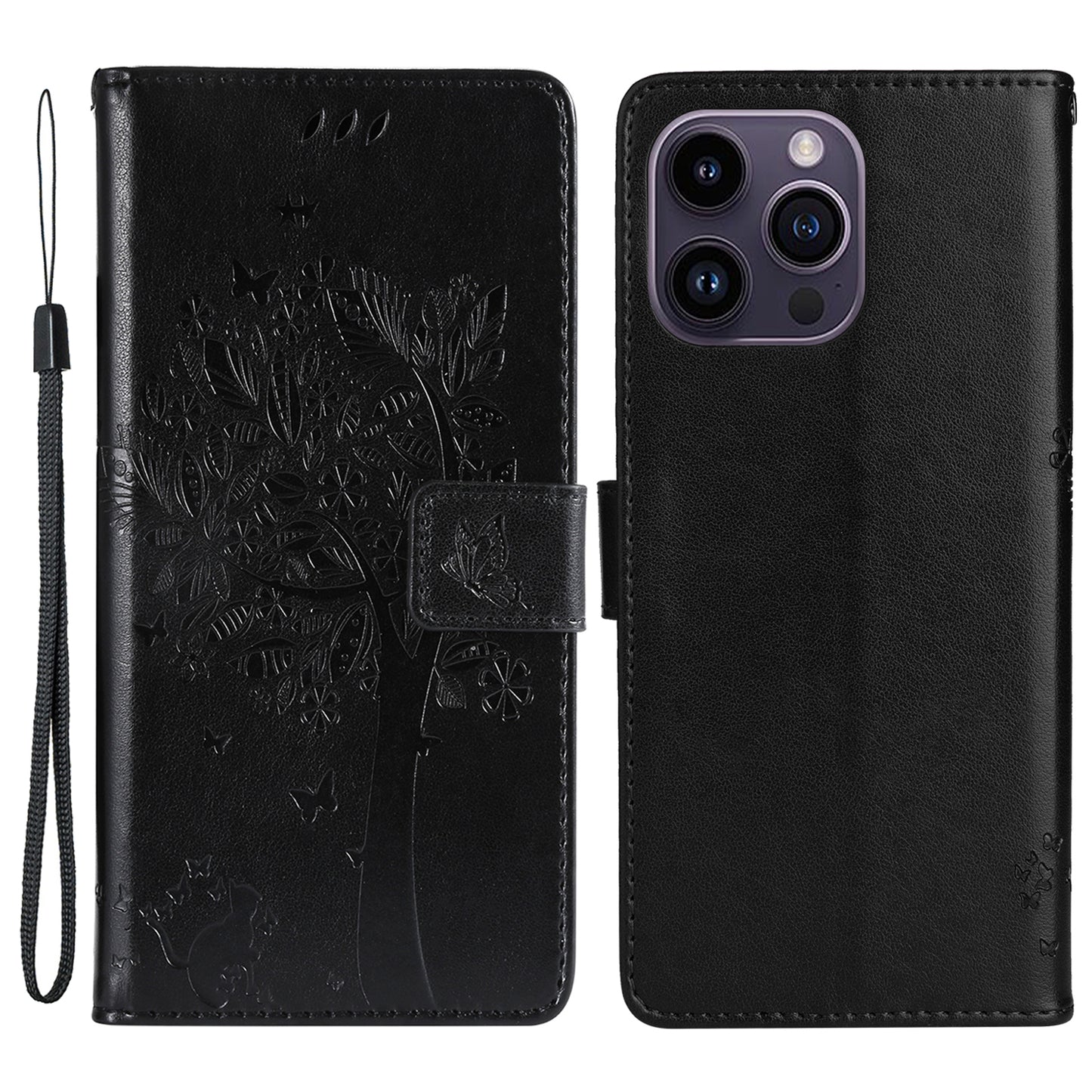 For iPhone 15 Pro Max KT Imprinting Flower Series-3 Phone Case PU Leather Flip Stand Imprinted Wallet Cover