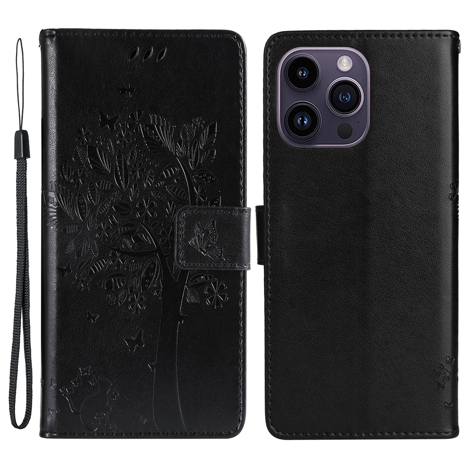 For iPhone 15 Pro Max KT Imprinting Flower Series-3 Phone Case PU Leather Flip Stand Imprinted Wallet Cover