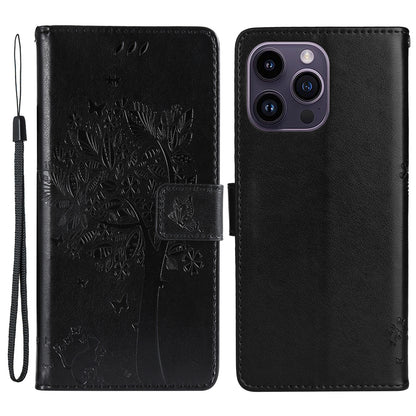 For iPhone 15 Pro Max KT Imprinting Flower Series-3 Phone Case PU Leather Flip Stand Imprinted Wallet Cover