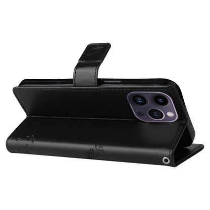 For iPhone 15 Pro Max KT Imprinting Flower Series-3 Phone Case PU Leather Flip Stand Imprinted Wallet Cover