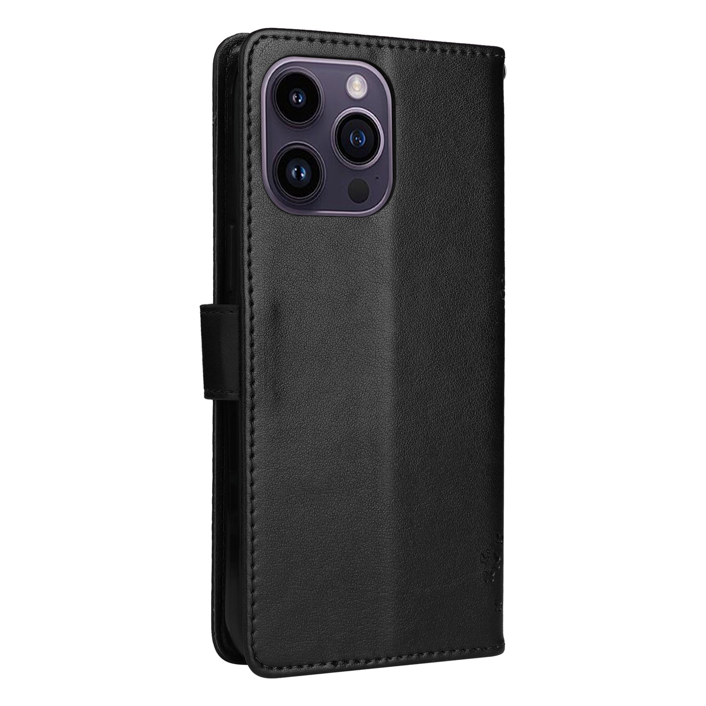 For iPhone 15 Pro Max KT Imprinting Flower Series-3 Phone Case PU Leather Flip Stand Imprinted Wallet Cover