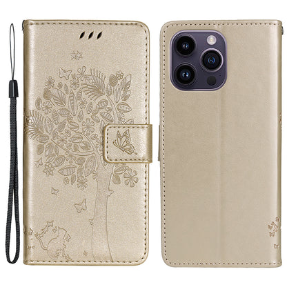 For iPhone 15 Pro Max KT Imprinting Flower Series-3 Phone Case PU Leather Flip Stand Imprinted Wallet Cover