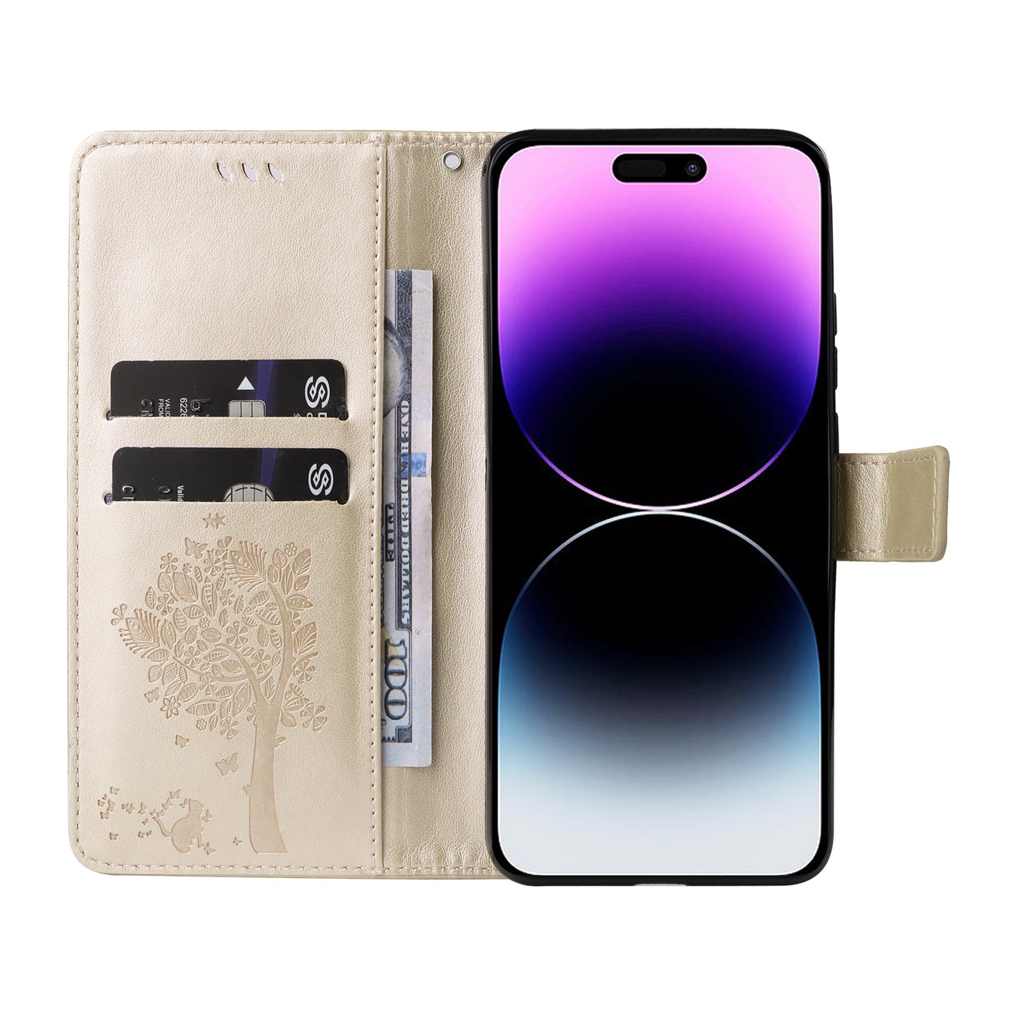 For iPhone 15 Pro Max KT Imprinting Flower Series-3 Phone Case PU Leather Flip Stand Imprinted Wallet Cover