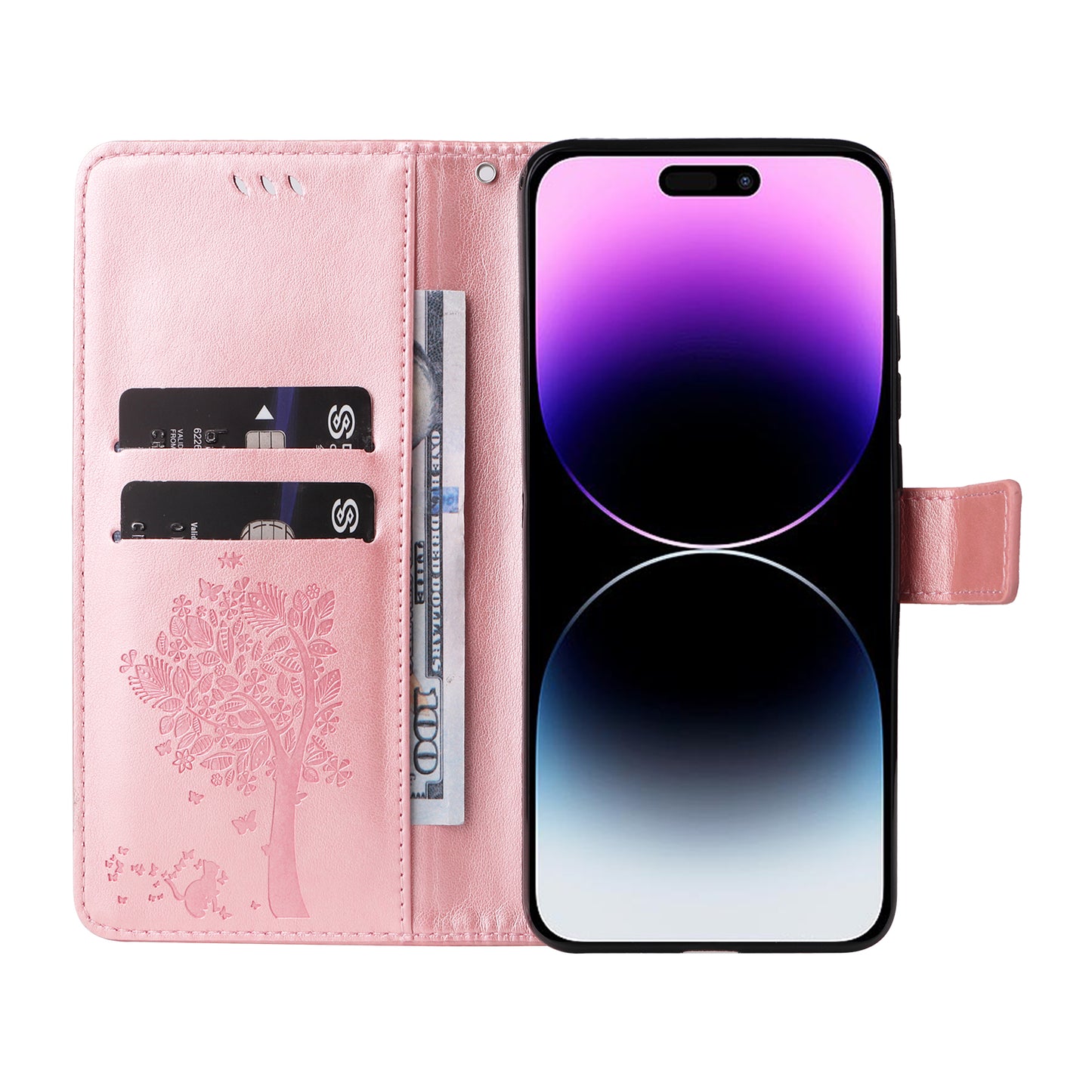 For iPhone 15 Pro Max KT Imprinting Flower Series-3 Phone Case PU Leather Flip Stand Imprinted Wallet Cover