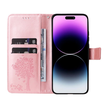 For iPhone 15 Pro Max KT Imprinting Flower Series-3 Phone Case PU Leather Flip Stand Imprinted Wallet Cover