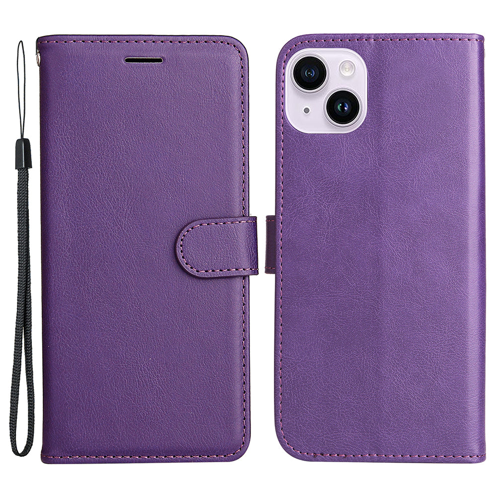 KT Leather Series-2 PU Leather Phone Cover for iPhone 15 Plus , Solid Color Phone Case with Wallet Stand