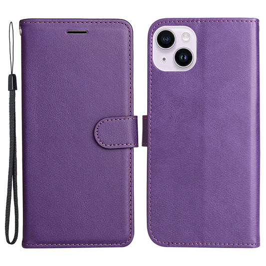 KT Leather Series-2 PU Leather Phone Cover for iPhone 15 Plus , Solid Color Phone Case with Wallet Stand