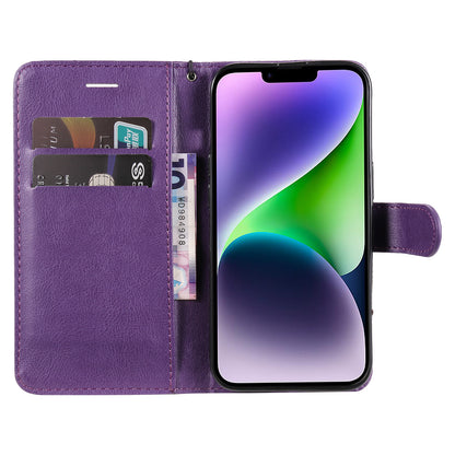 KT Leather Series-2 PU Leather Phone Cover for iPhone 15 Plus , Solid Color Phone Case with Wallet Stand