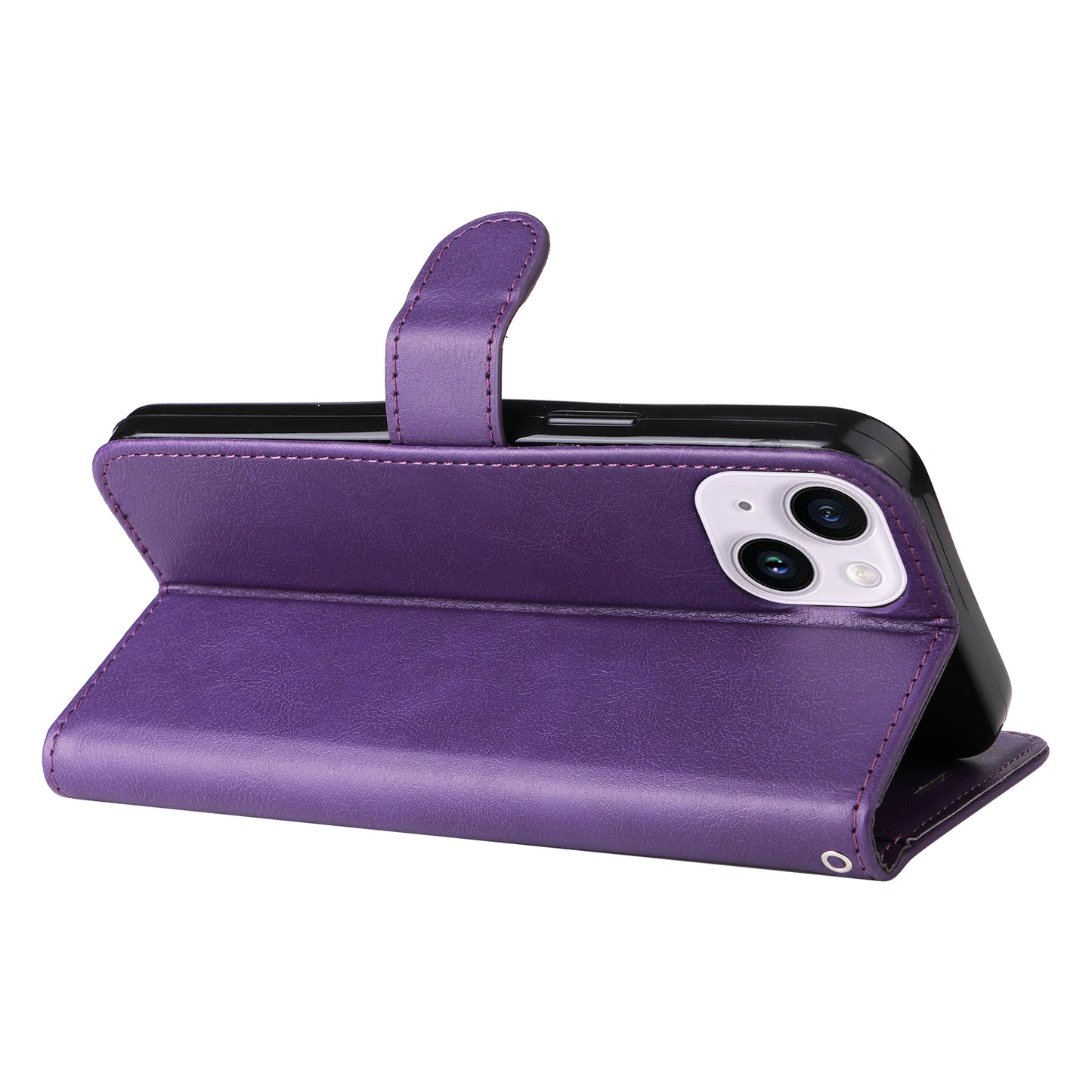 KT Leather Series-2 PU Leather Phone Cover for iPhone 15 Plus , Solid Color Phone Case with Wallet Stand