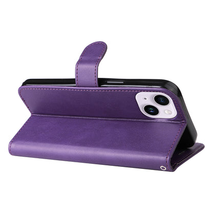 KT Leather Series-2 PU Leather Phone Cover for iPhone 15 Plus , Solid Color Phone Case with Wallet Stand