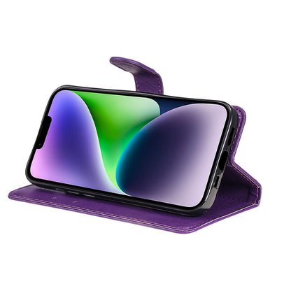 KT Leather Series-2 PU Leather Phone Cover for iPhone 15 Plus , Solid Color Phone Case with Wallet Stand