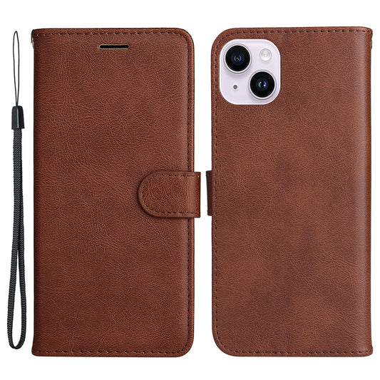 KT Leather Series-2 PU Leather Phone Cover for iPhone 15 Plus , Solid Color Phone Case with Wallet Stand