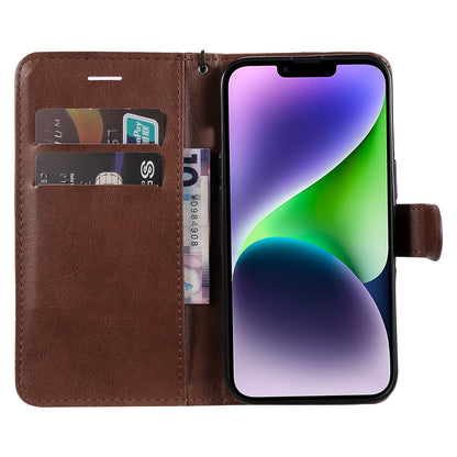 KT Leather Series-2 PU Leather Phone Cover for iPhone 15 Plus , Solid Color Phone Case with Wallet Stand