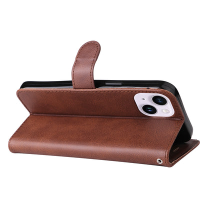 KT Leather Series-2 PU Leather Phone Cover for iPhone 15 Plus , Solid Color Phone Case with Wallet Stand