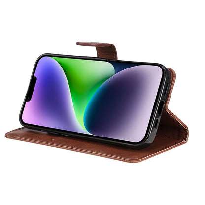 KT Leather Series-2 PU Leather Phone Cover for iPhone 15 Plus , Solid Color Phone Case with Wallet Stand