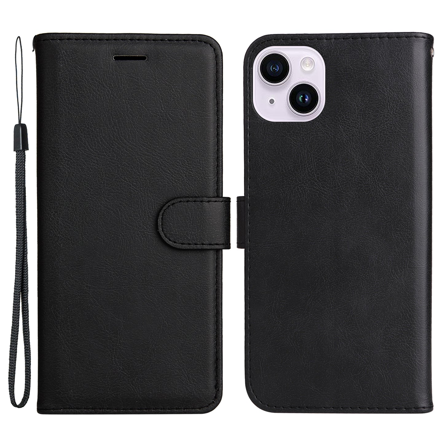 KT Leather Series-2 PU Leather Phone Cover for iPhone 15 Plus , Solid Color Phone Case with Wallet Stand