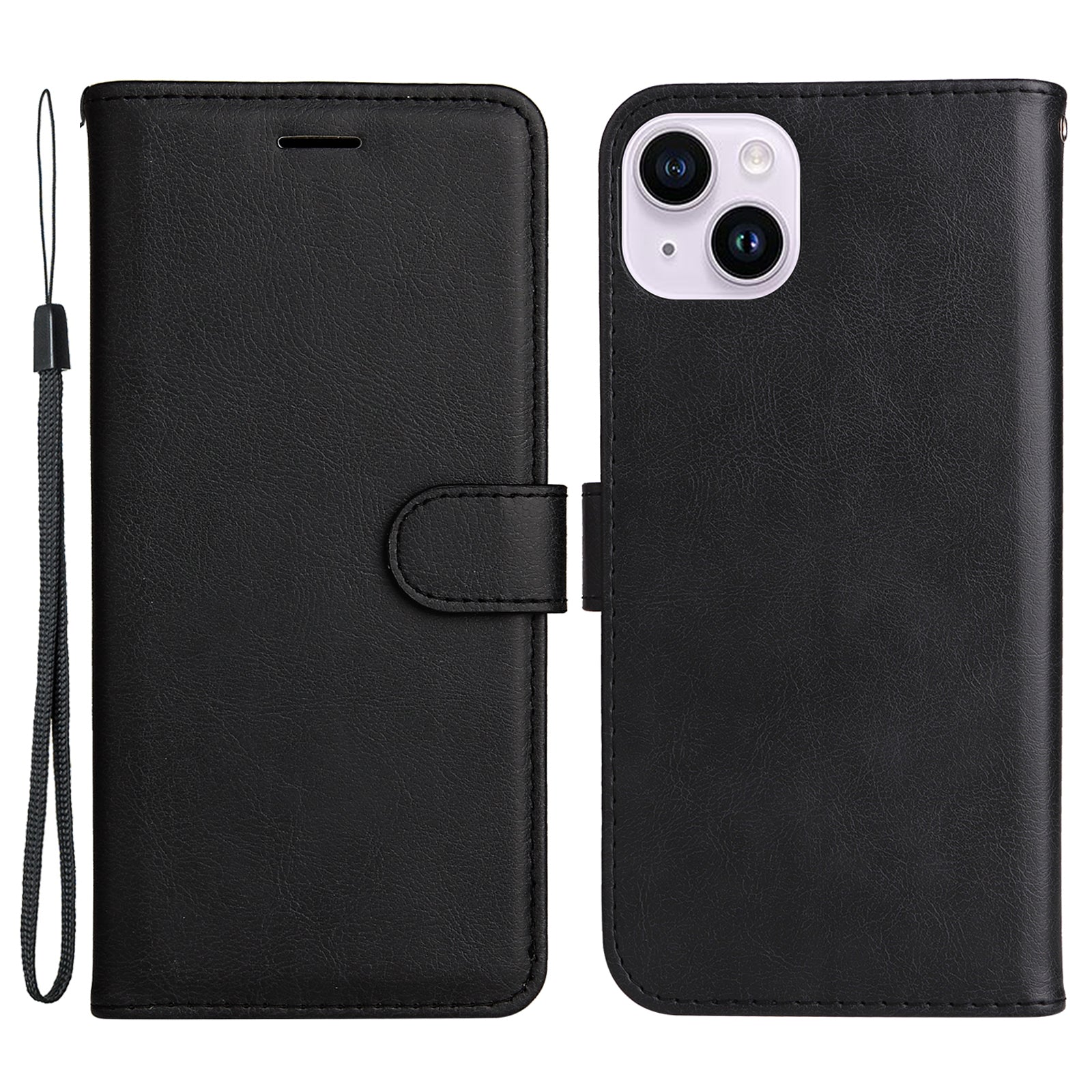 KT Leather Series-2 PU Leather Phone Cover for iPhone 15 Plus , Solid Color Phone Case with Wallet Stand