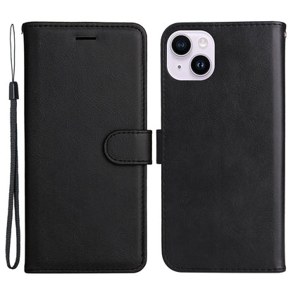 KT Leather Series-2 PU Leather Phone Cover for iPhone 15 Plus , Solid Color Phone Case with Wallet Stand