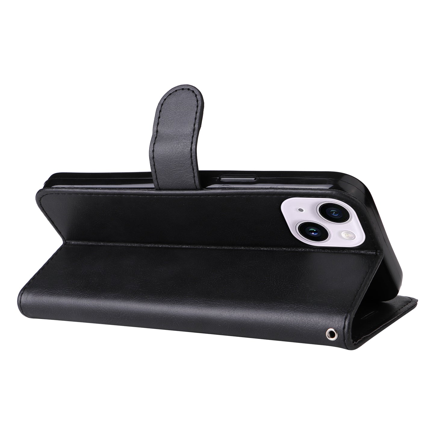 KT Leather Series-2 PU Leather Phone Cover for iPhone 15 Plus , Solid Color Phone Case with Wallet Stand