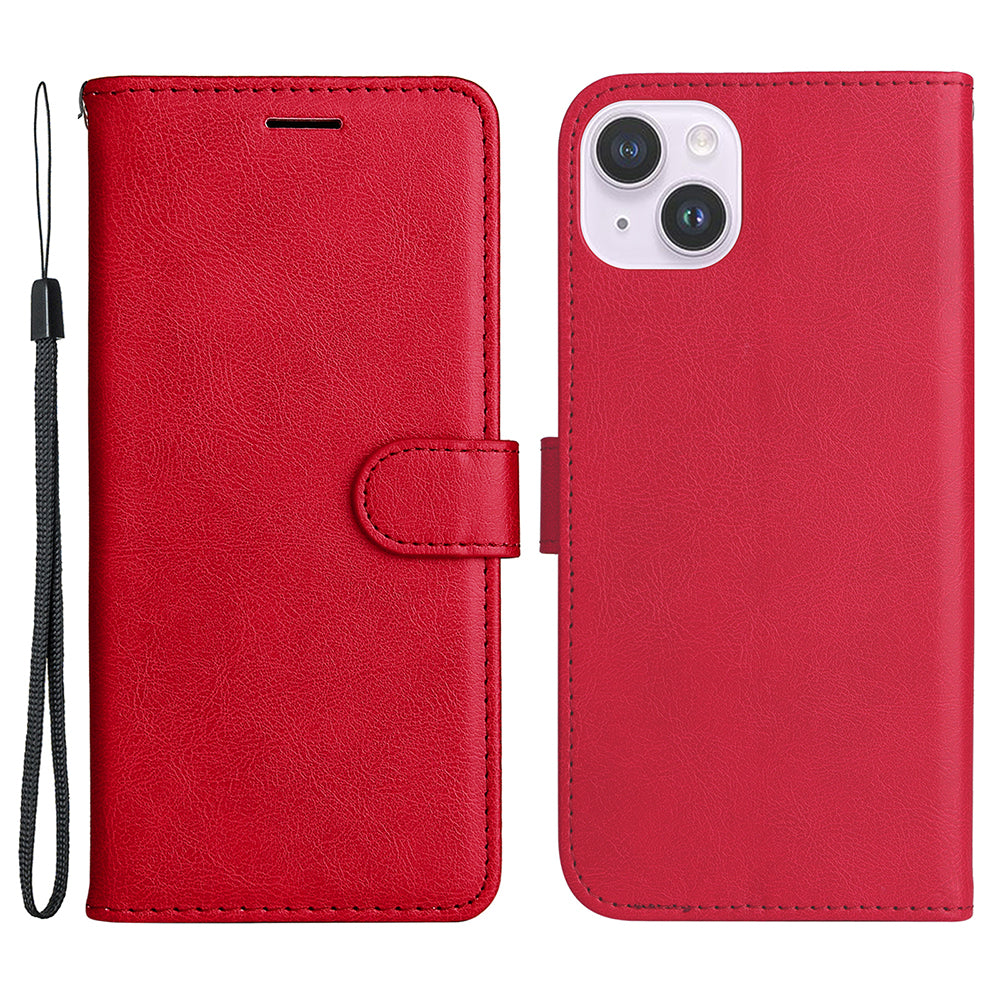 KT Leather Series-2 PU Leather Phone Cover for iPhone 15 Plus , Solid Color Phone Case with Wallet Stand