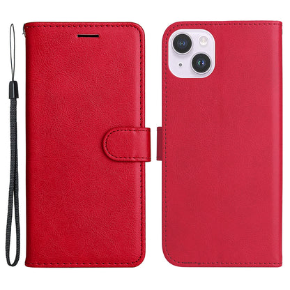 KT Leather Series-2 PU Leather Phone Cover for iPhone 15 Plus , Solid Color Phone Case with Wallet Stand
