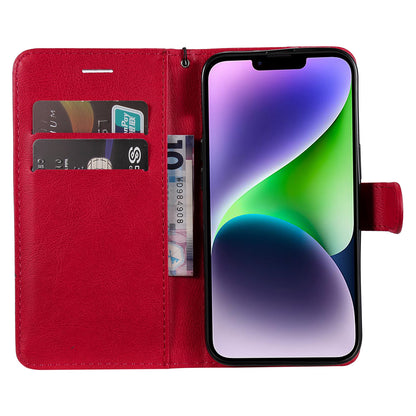 KT Leather Series-2 PU Leather Phone Cover for iPhone 15 Plus , Solid Color Phone Case with Wallet Stand