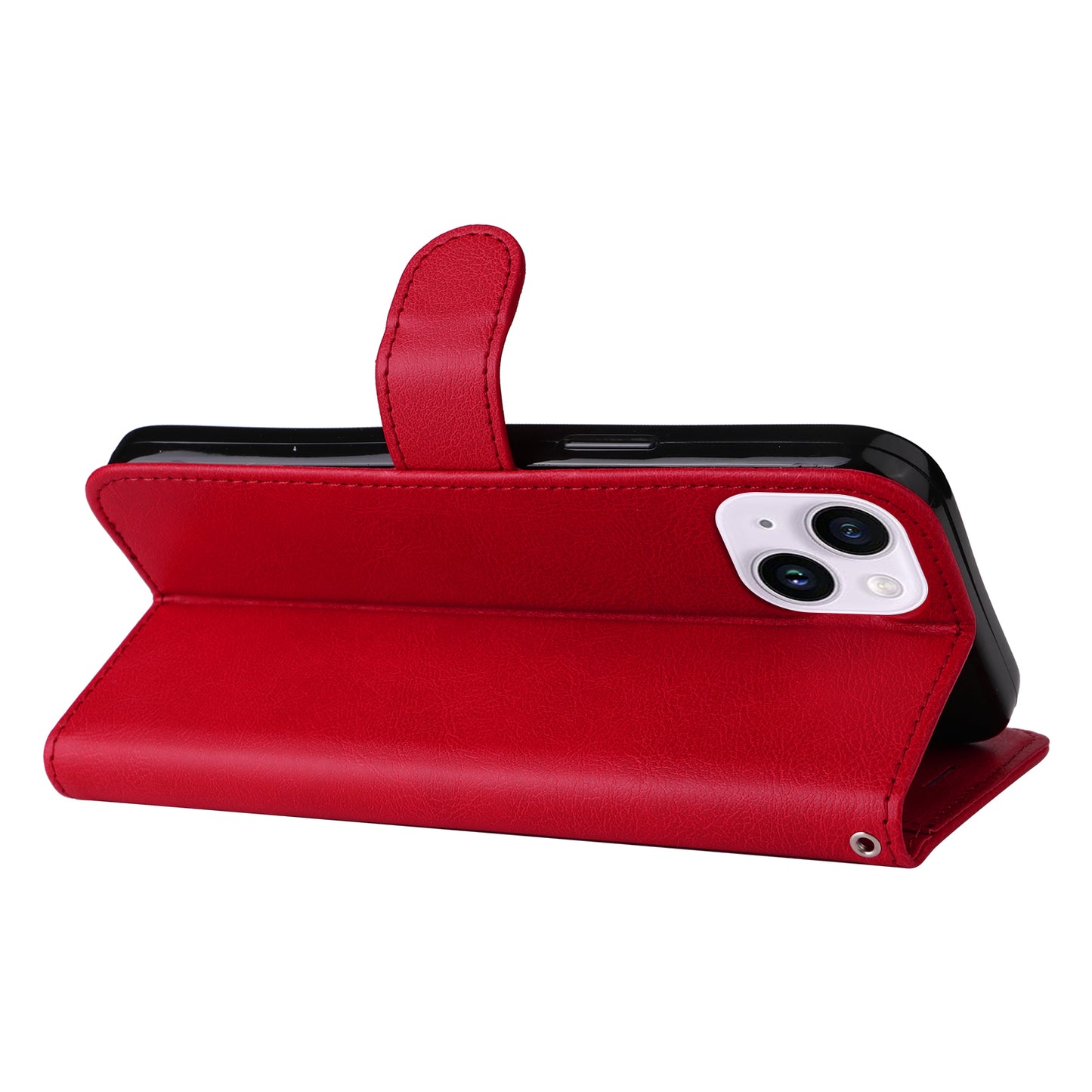 KT Leather Series-2 PU Leather Phone Cover for iPhone 15 Plus , Solid Color Phone Case with Wallet Stand