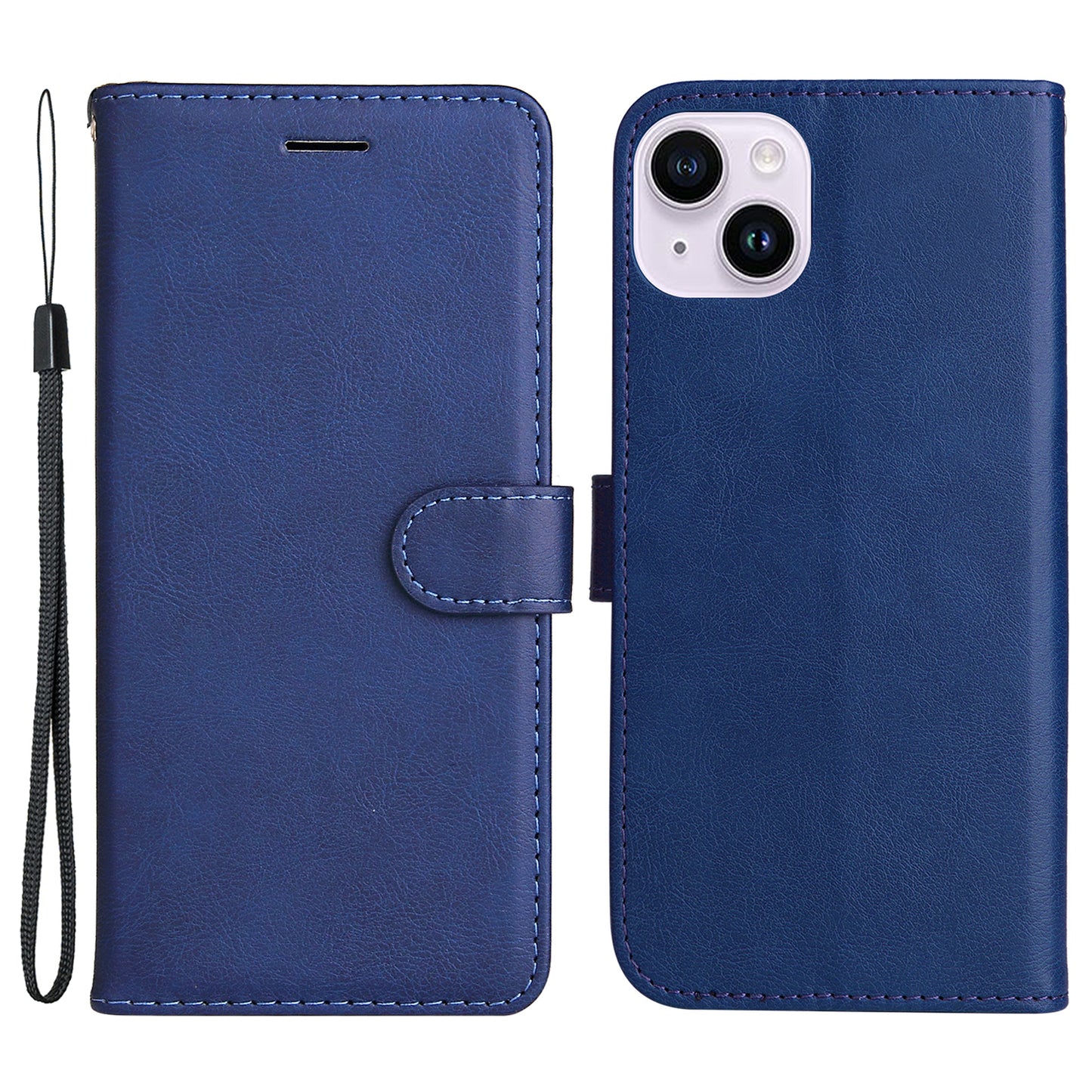 KT Leather Series-2 PU Leather Phone Cover for iPhone 15 Plus , Solid Color Phone Case with Wallet Stand