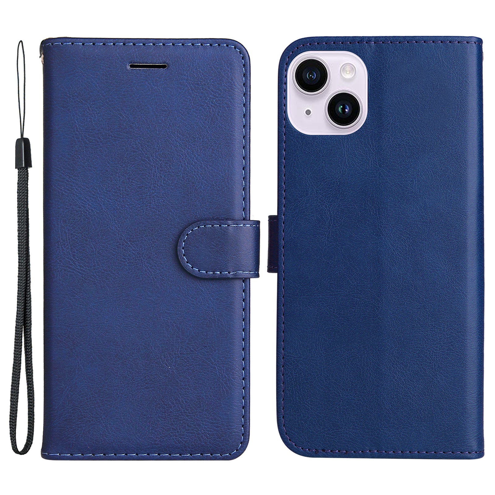 KT Leather Series-2 PU Leather Phone Cover for iPhone 15 Plus , Solid Color Phone Case with Wallet Stand