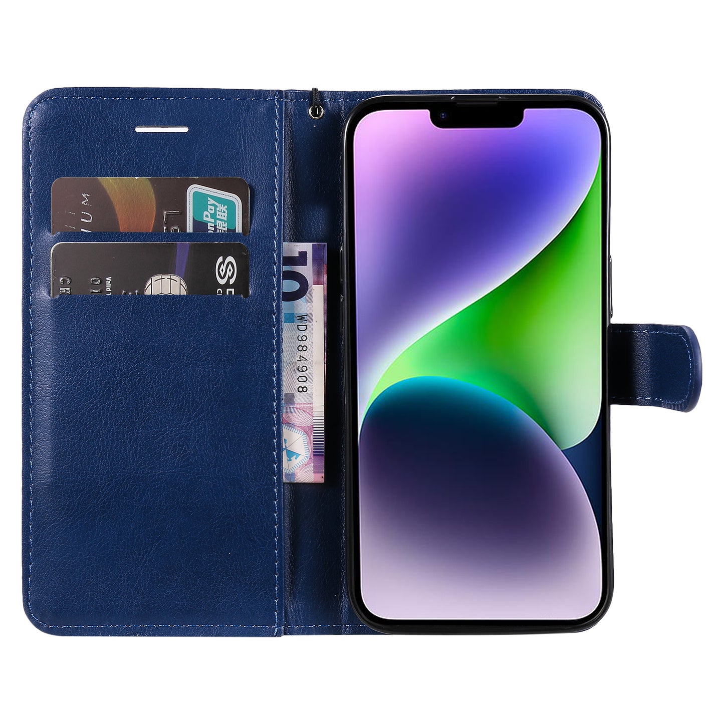 KT Leather Series-2 PU Leather Phone Cover for iPhone 15 Plus , Solid Color Phone Case with Wallet Stand