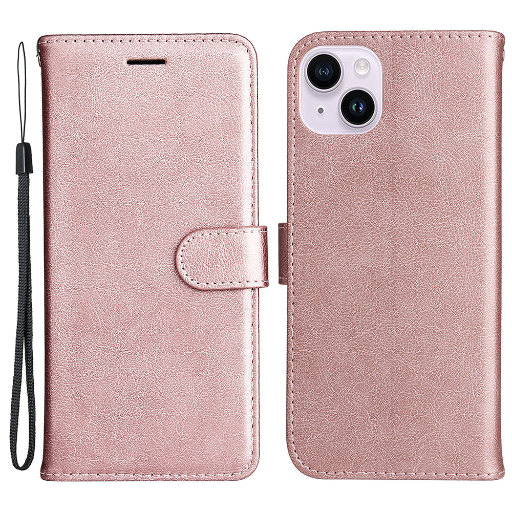 KT Leather Series-2 PU Leather Phone Cover for iPhone 15 Plus , Solid Color Phone Case with Wallet Stand
