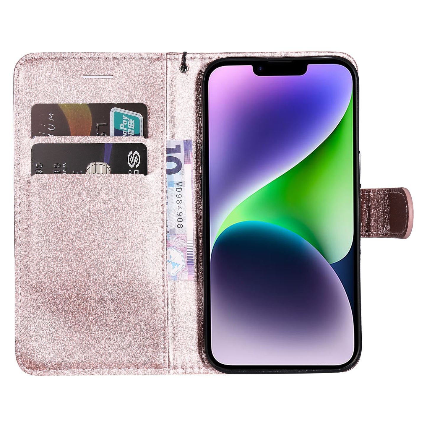 KT Leather Series-2 PU Leather Phone Cover for iPhone 15 Plus , Solid Color Phone Case with Wallet Stand