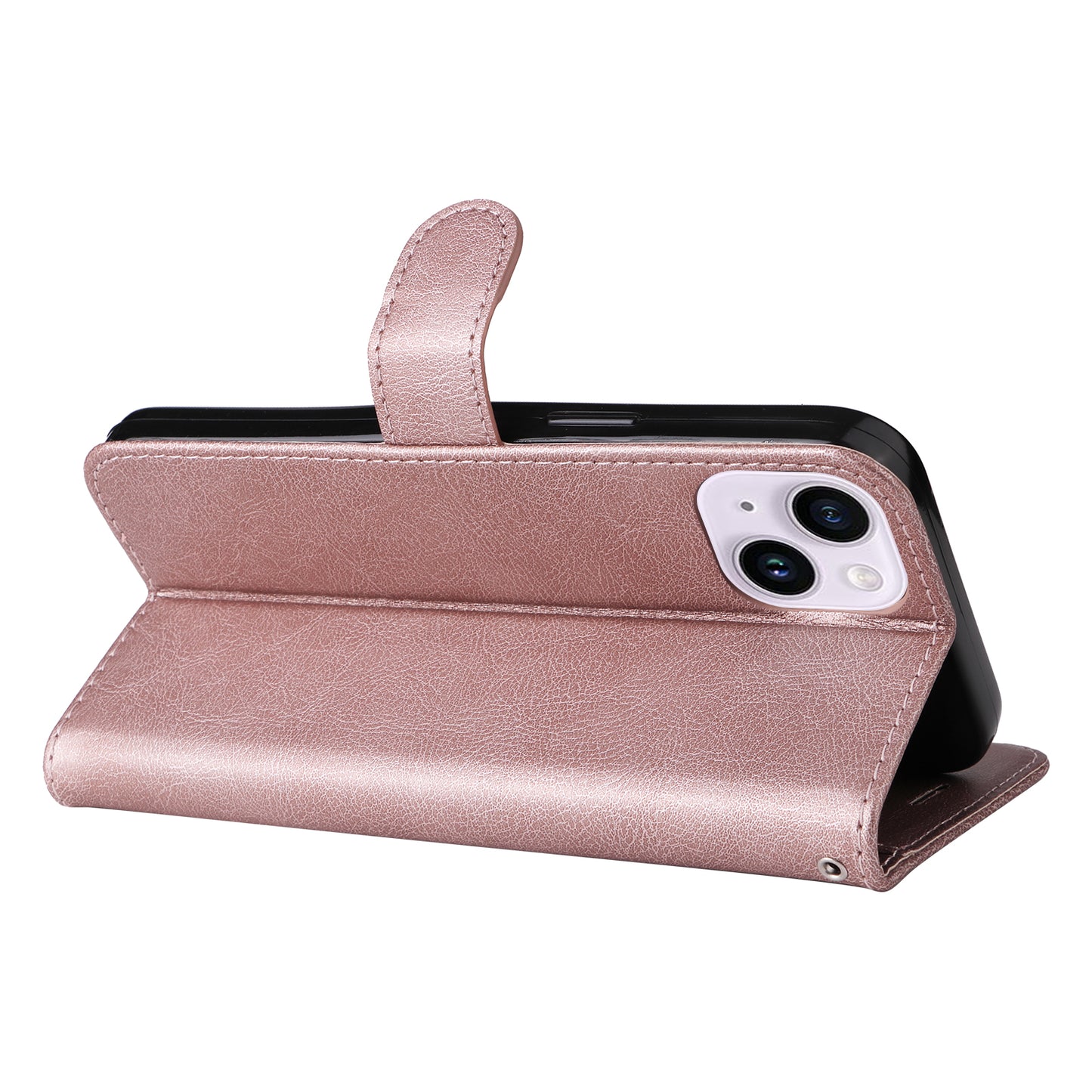 KT Leather Series-2 PU Leather Phone Cover for iPhone 15 Plus , Solid Color Phone Case with Wallet Stand