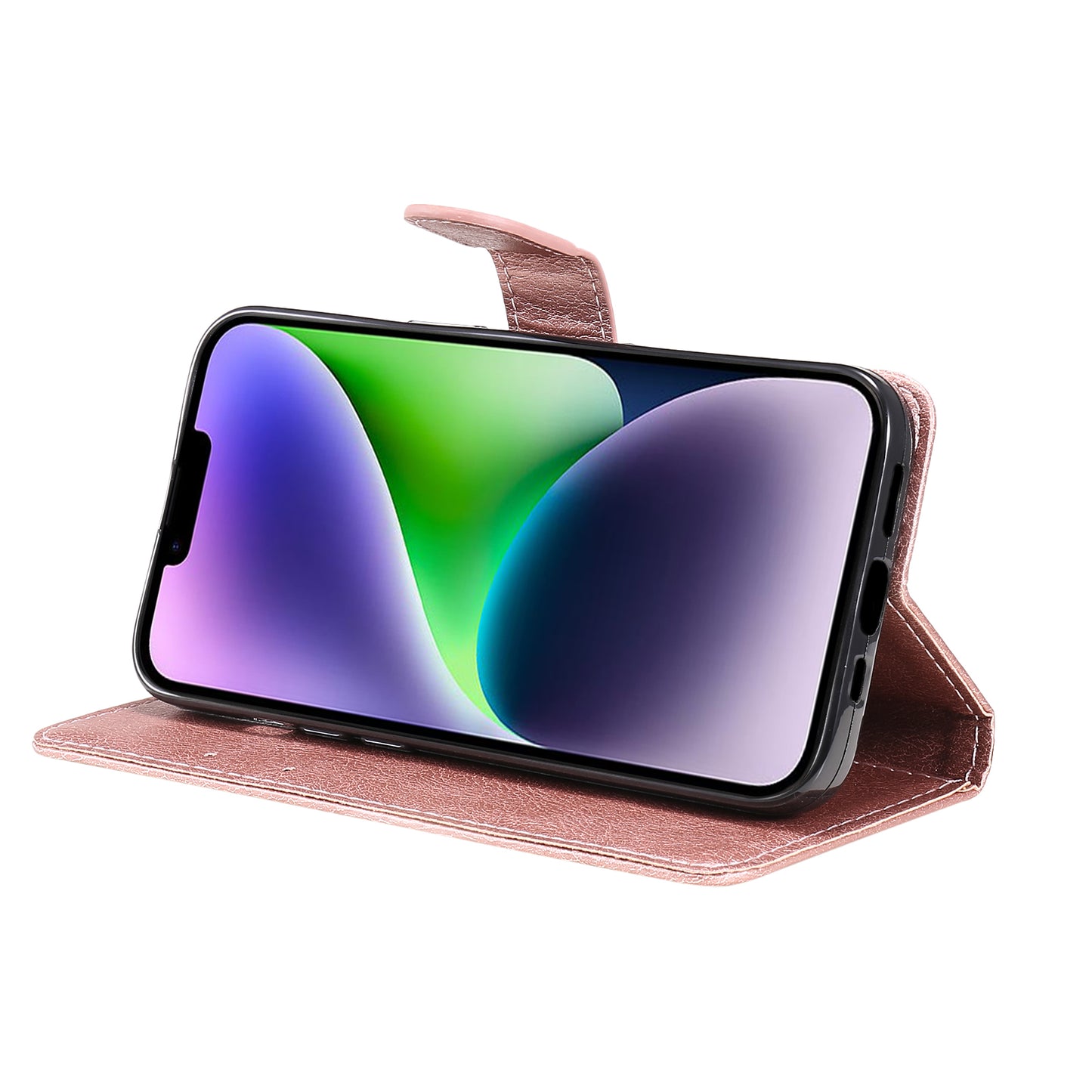 KT Leather Series-2 PU Leather Phone Cover for iPhone 15 Plus , Solid Color Phone Case with Wallet Stand