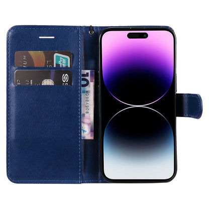 KT Leather Series-2 Phone Leather Case for iPhone 15 Pro Max , Solid Color Wallet Phone Stand Cover