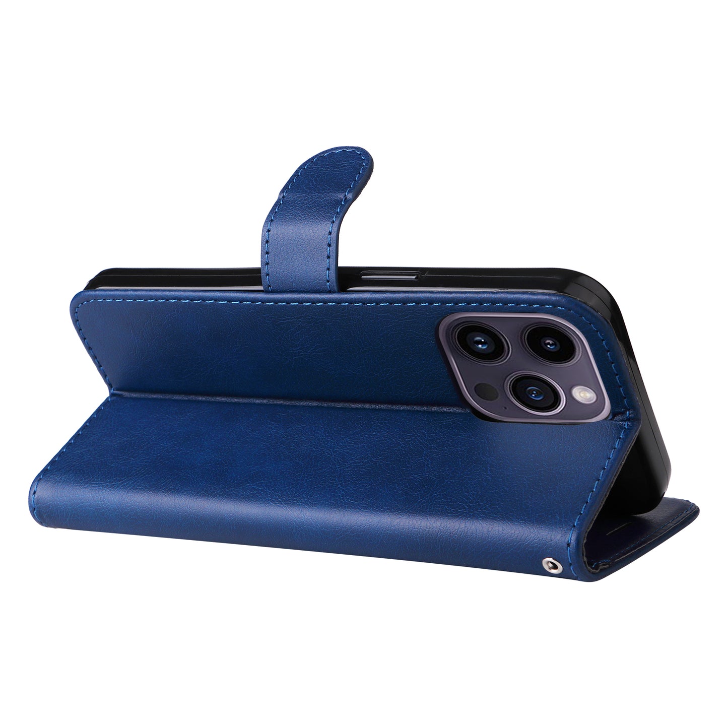 KT Leather Series-2 Phone Leather Case for iPhone 15 Pro Max , Solid Color Wallet Phone Stand Cover